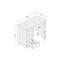 Escrivaninha p/ Escritório Osaka c/ 3 Gavetas e Rodízios Castanho - Politorno - 2