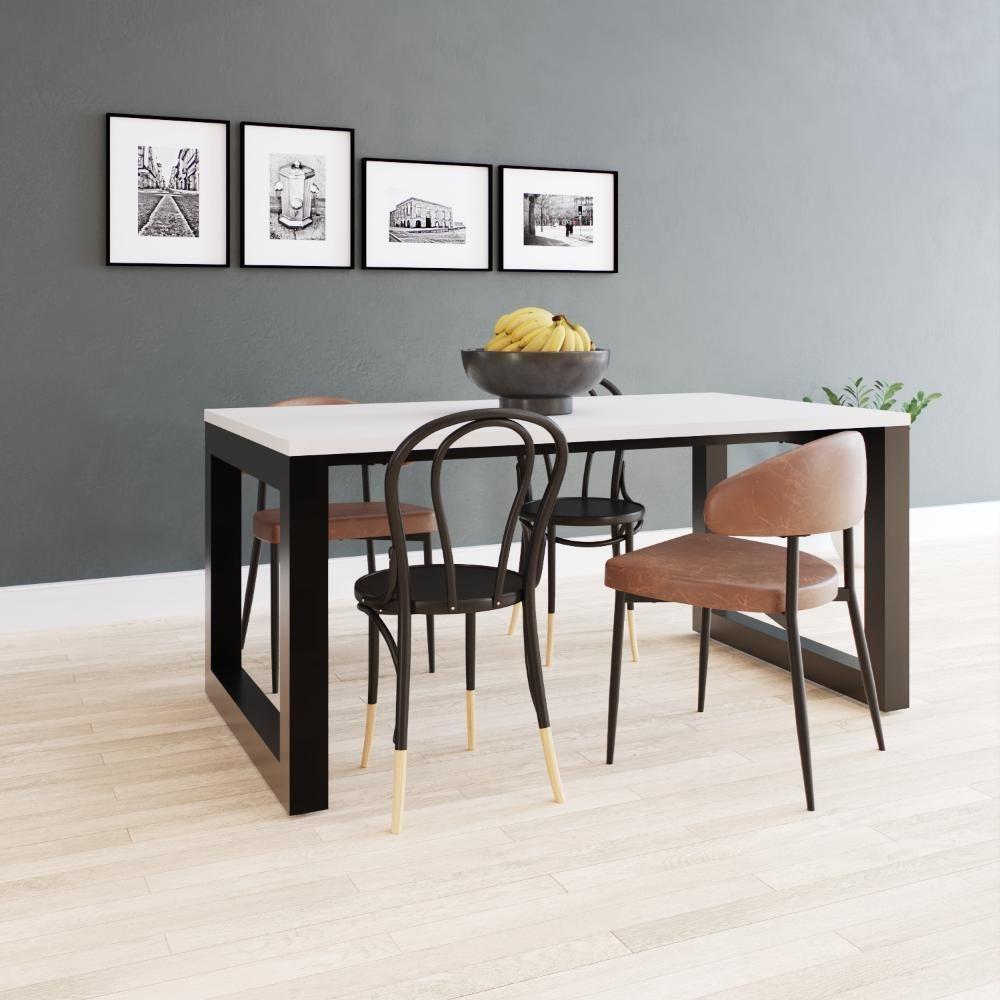 Mesa De Jantar Bronx 160x90x77cm BRMJ9160 Branco Tx - Est.preta Branco Tx/est.preta - 2