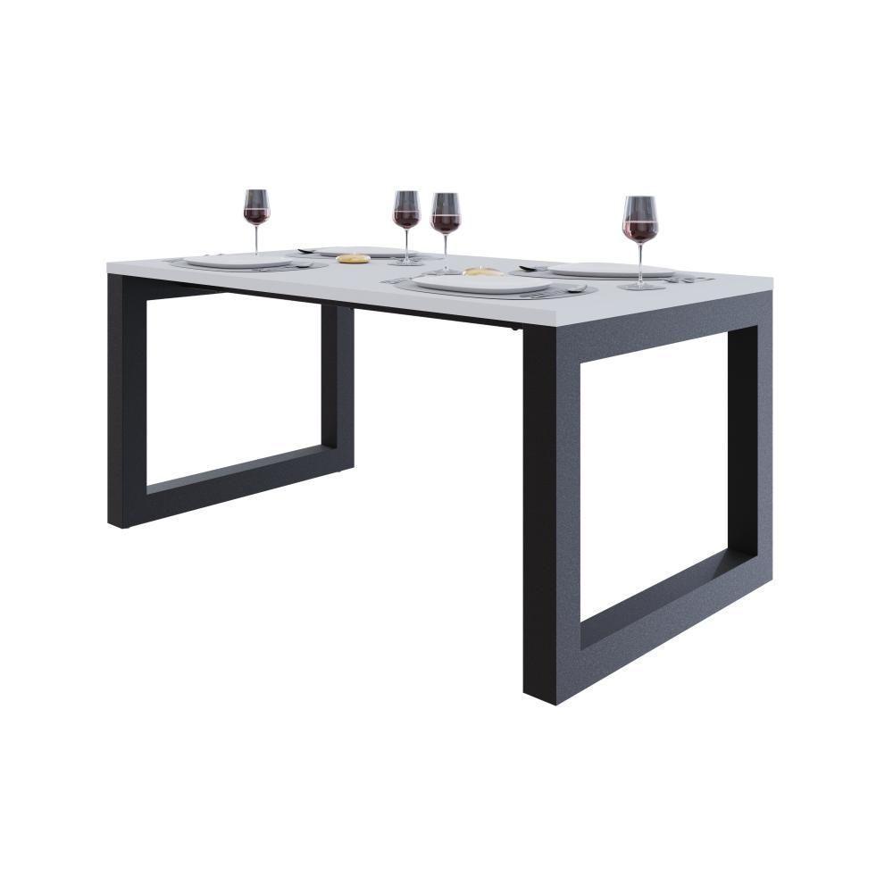 Mesa De Jantar Bronx 160x90x77cm BRMJ9160 Branco Tx - Est.preta Branco Tx/est.preta - 5