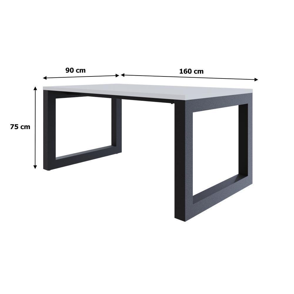 Mesa De Jantar Bronx 160x90x77cm BRMJ9160 Branco Tx - Est.preta Branco Tx/est.preta - 6
