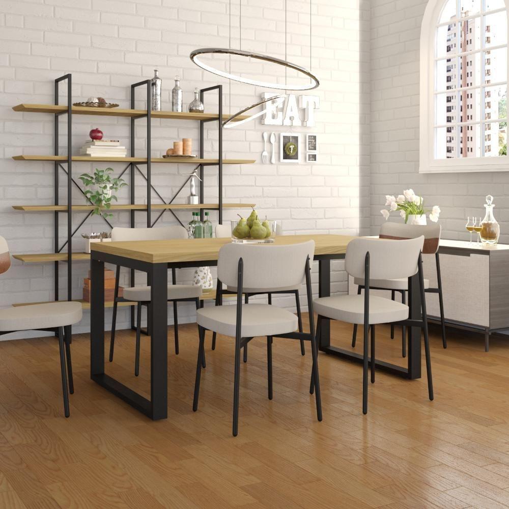 Mesa De Jantar Queens 160x90x77cm Qemj9160 Vermont Oak - Est.preta Vermont Oak/est.preta - 2