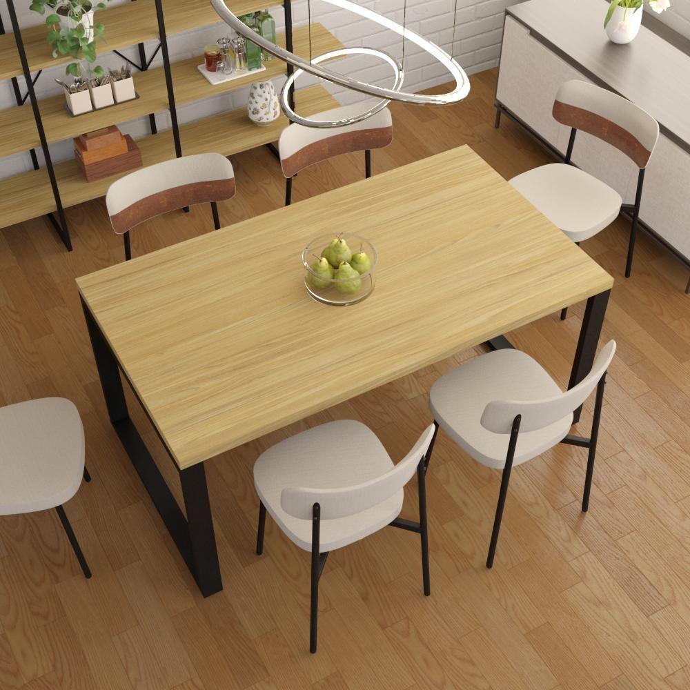 Mesa De Jantar Queens 160x90x77cm Qemj9160 Vermont Oak - Est.preta Vermont Oak/est.preta - 4