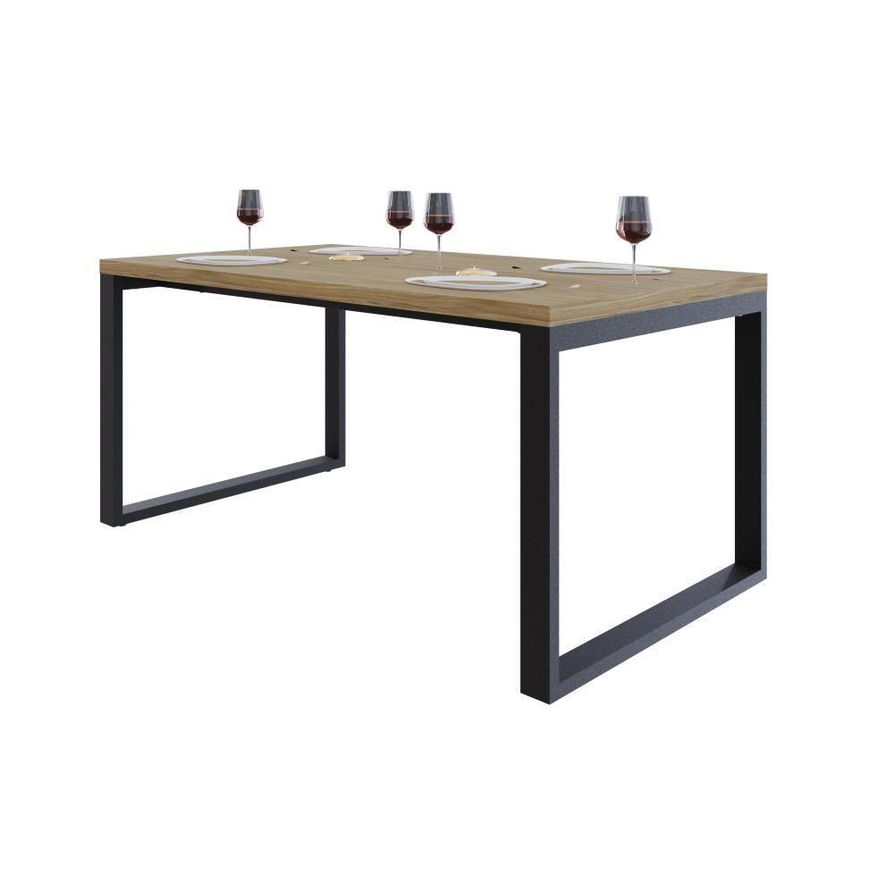 Mesa De Jantar Queens 160x90x77cm Qemj9160 Vermont Oak - Est.preta Vermont Oak/est.preta - 5