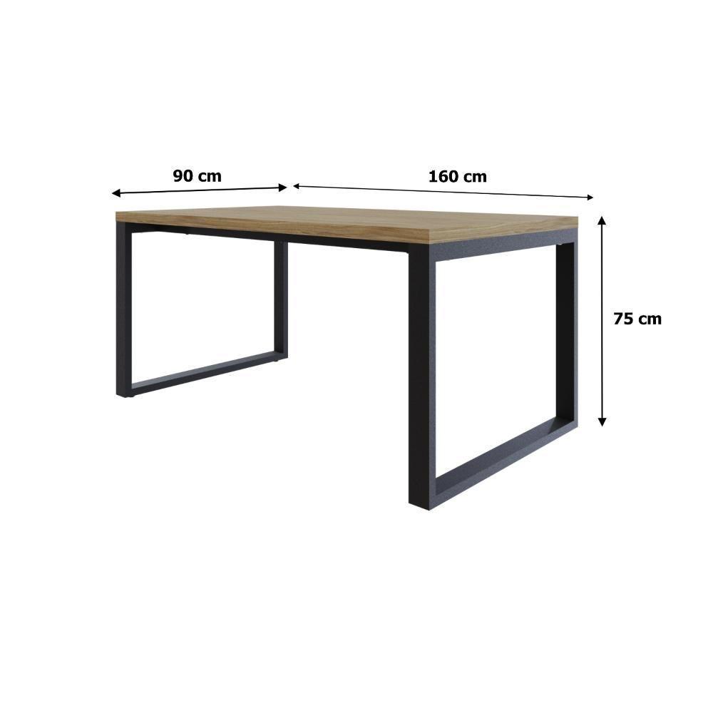 Mesa De Jantar Queens 160x90x77cm Qemj9160 Vermont Oak - Est.preta Vermont Oak/est.preta - 6