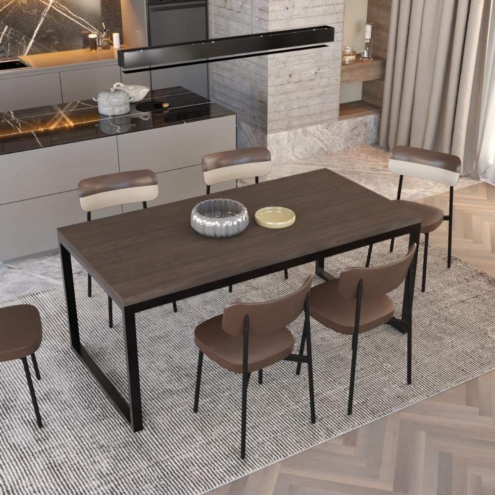 Mesa De Jantar Yon 180 X 90 X 76 Cm Terracota/est.preta Terracota/est.preta - 4