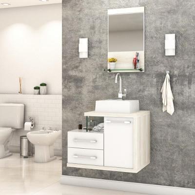 Conjunto Balcão Com Cuba Q32 E Espelheira Legno 651 Branco Chess Com Preto Ônix Branco Chess Com Snow