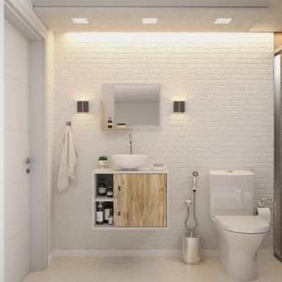 Conjunto Balcão Com Cuba R30 E Espelheira Soft 600 Branco Chess Branco Chess Com Carvalho