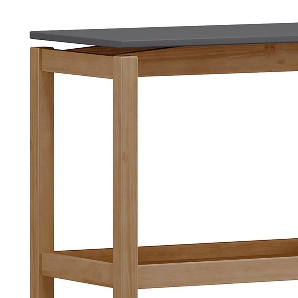 Mesa Lateral Com Prateleira Pé Madeira Soleil Tauari/grafite F07 - Mpozenato - 4