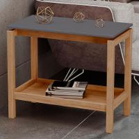 Mesa Lateral Com Prateleira Pé Madeira Soleil Tauari/grafite F07 - Mpozenato - 1