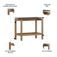 Mesa Lateral Com Prateleira Pé Madeira Soleil Tauari/grafite F07 - Mpozenato - 2