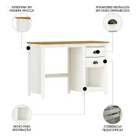 Escrivaninha 110cm 2 Gavetas Home Office Lázio Branco/freijó F07 - Mpozenato - 3