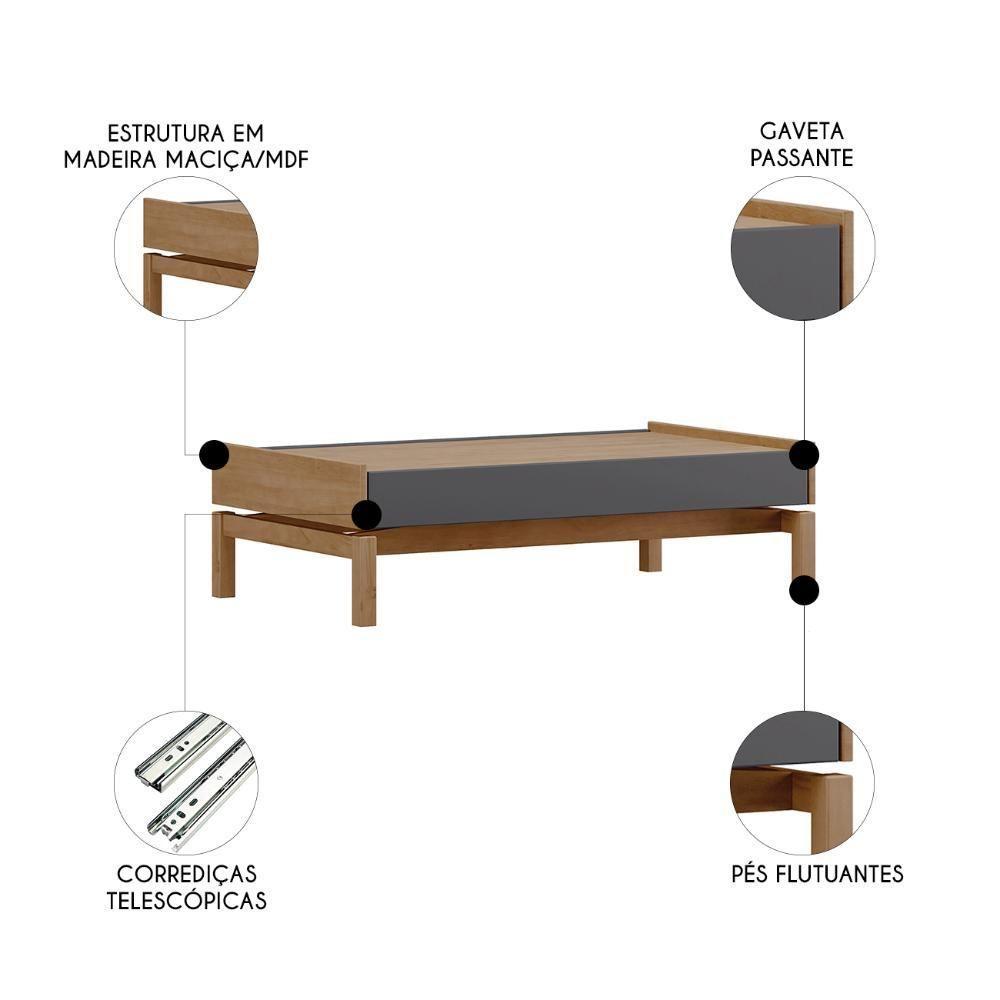 Mesa De Centro Para Sala 100cm Soleil Tauari/grafite F07 - Mpozenato - 3