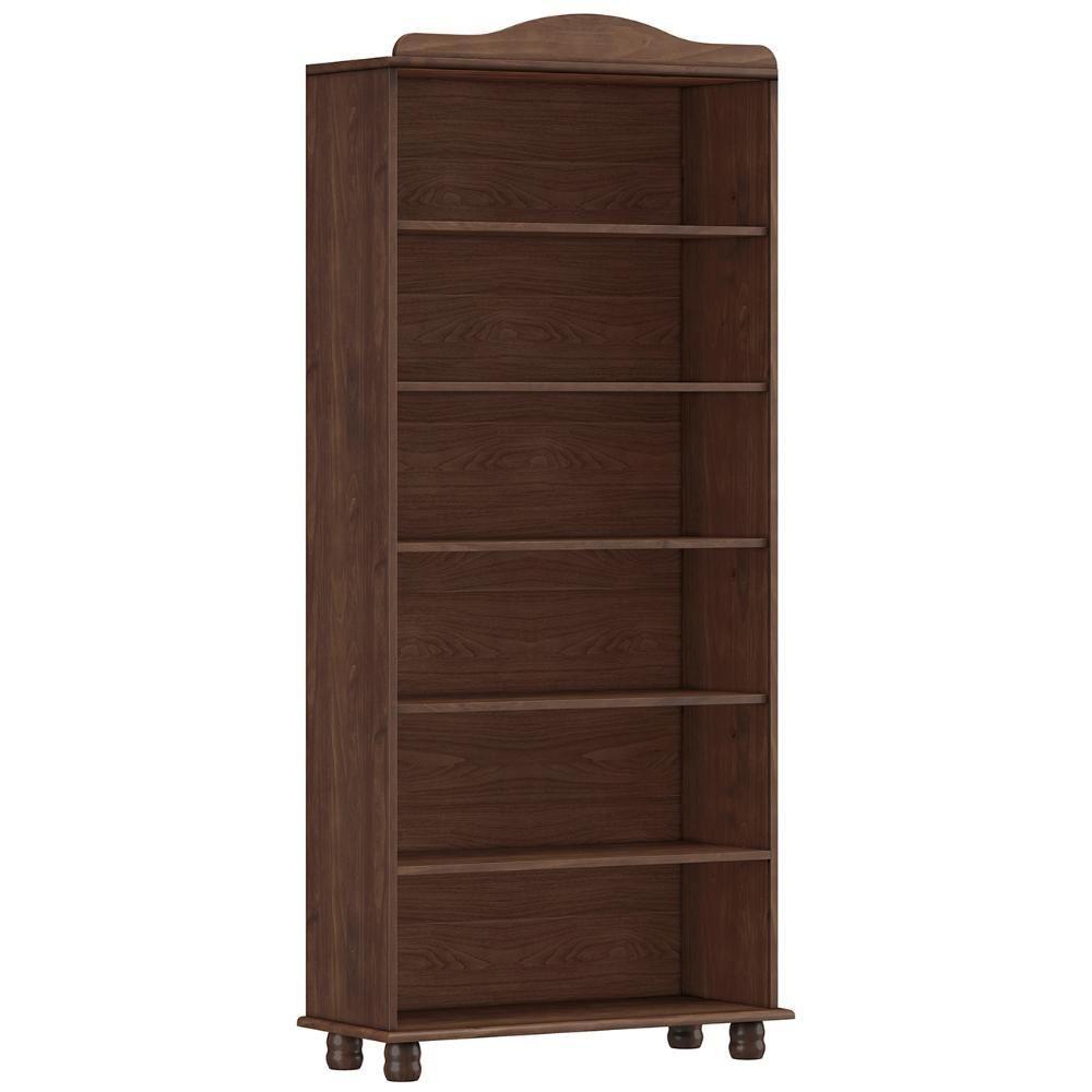 Estante Livreiro 85cm Com Prateleiras Pé Madeira Rubia Café F07 - Mpozenato - 2