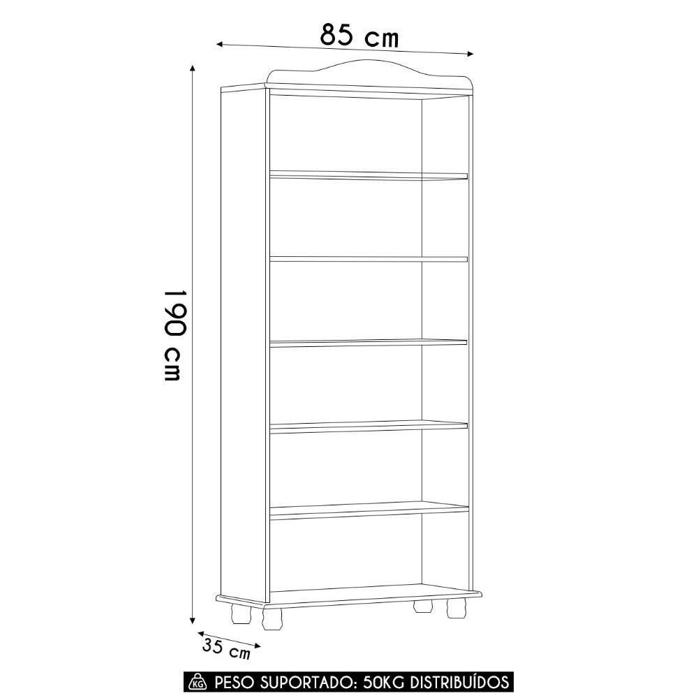 Estante Livreiro 85cm Com Prateleiras Pé Madeira Rubia Café F07 - Mpozenato - 4