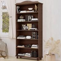 Estante Livreiro 85cm Com Prateleiras Pé Madeira Rubia Café F07 - Mpozenato - 1