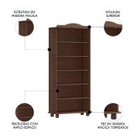 Estante Livreiro 85cm Com Prateleiras Pé Madeira Rubia Café F07 - Mpozenato - 3