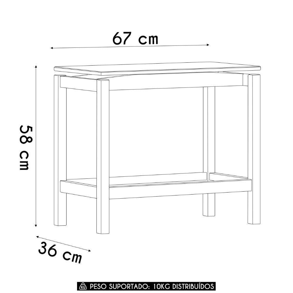 Mesa Lateral Com Prateleira Pé Madeira Soleil Oak/cinza F07 - Mpozenato - 2