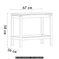 Mesa Lateral Com Prateleira Pé Madeira Soleil Oak/cinza F07 - Mpozenato - 2