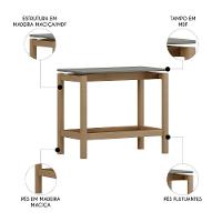 Mesa Lateral Com Prateleira Pé Madeira Soleil Oak/cinza F07 - Mpozenato - 6