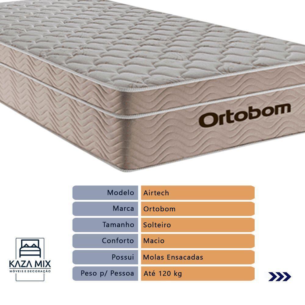 Cama Baú Solteiro Branco+colchão Airtech Molas Ortobom - 2