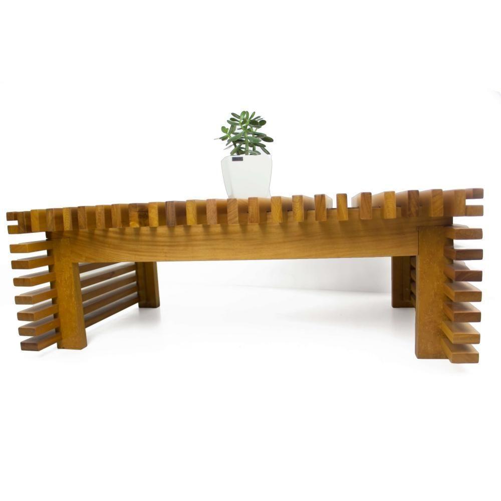 Mesa De Centro Ripada Madeira Nobre - 3