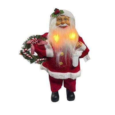 Papai Noel Em Pe Vermelho Branco 40cm C/led Florarte