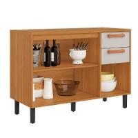 Balcão Itatiaia Napoles 1,20 3 Portas 2 Gavetas Com Tampo Cinamomo Off White - 2