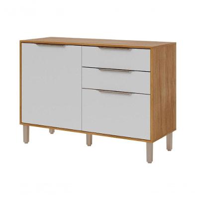 Balcão De Cozinha 100% MDF 120cm 2 Portas 2 Gavetas Divina Mgm Móveis Cinamomo/Branco