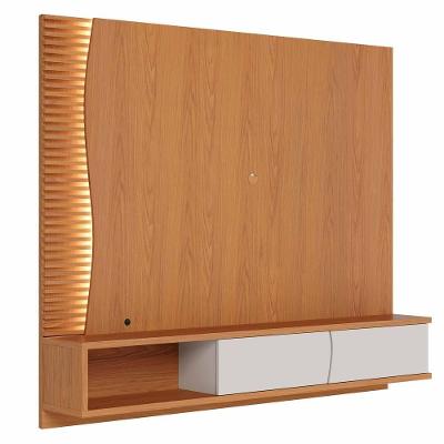 Painel Para Tv 65 Pol Bancada Suspensa Led Patmos C04 Freijó Off White Matte - Lyam Decor