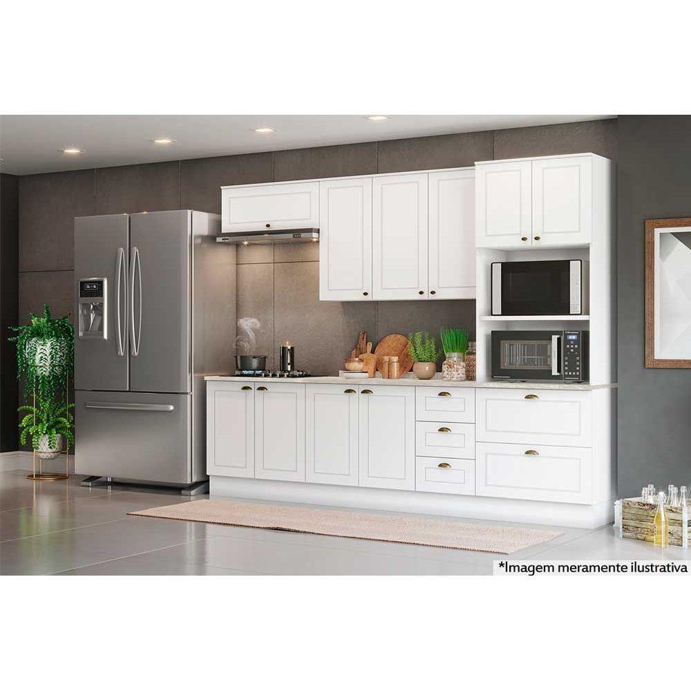 Kit De Cozinha 7Pçs Americana (2 Armários + 2 Balcões + 1 Paneleiro + 2 Complementos) C7p01 Branco - 8