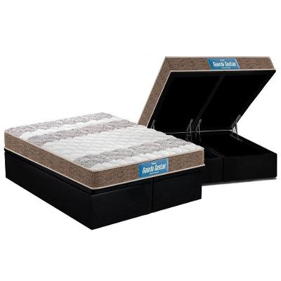 Cama Box Baú Queen: Colchão Espuma D33 Probel / Ep Próintense + Base Black(158X198)