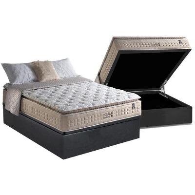 Cama Box Baú Casal: Colchão Molas Anjos MasterPocket Ensacadas Confortable + Base CRC Suede Gray(138x188)