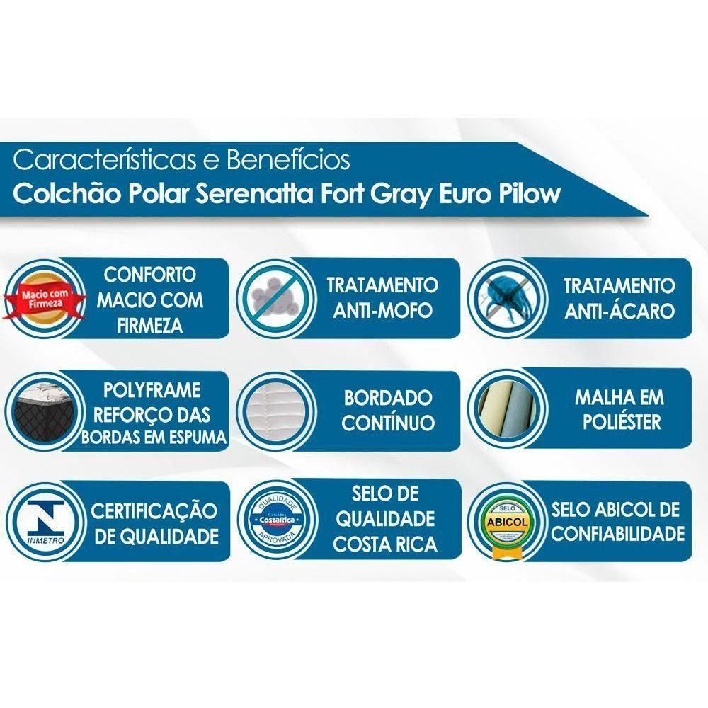 Cama Box Baú Casal: Colchão Molas Polar Superlastic Serenatta + Base CRC Suede Gray(138x188) - 2