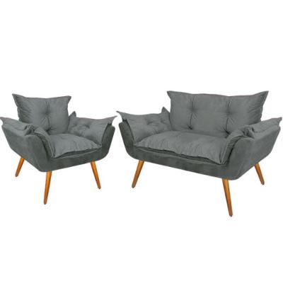 Conjunto De Poltronas 1 Individual + 1 Namoradeira Cinza