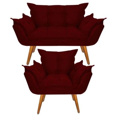 Conjunto De Poltronas 1 Individual e 1 Namoradeira Marsala