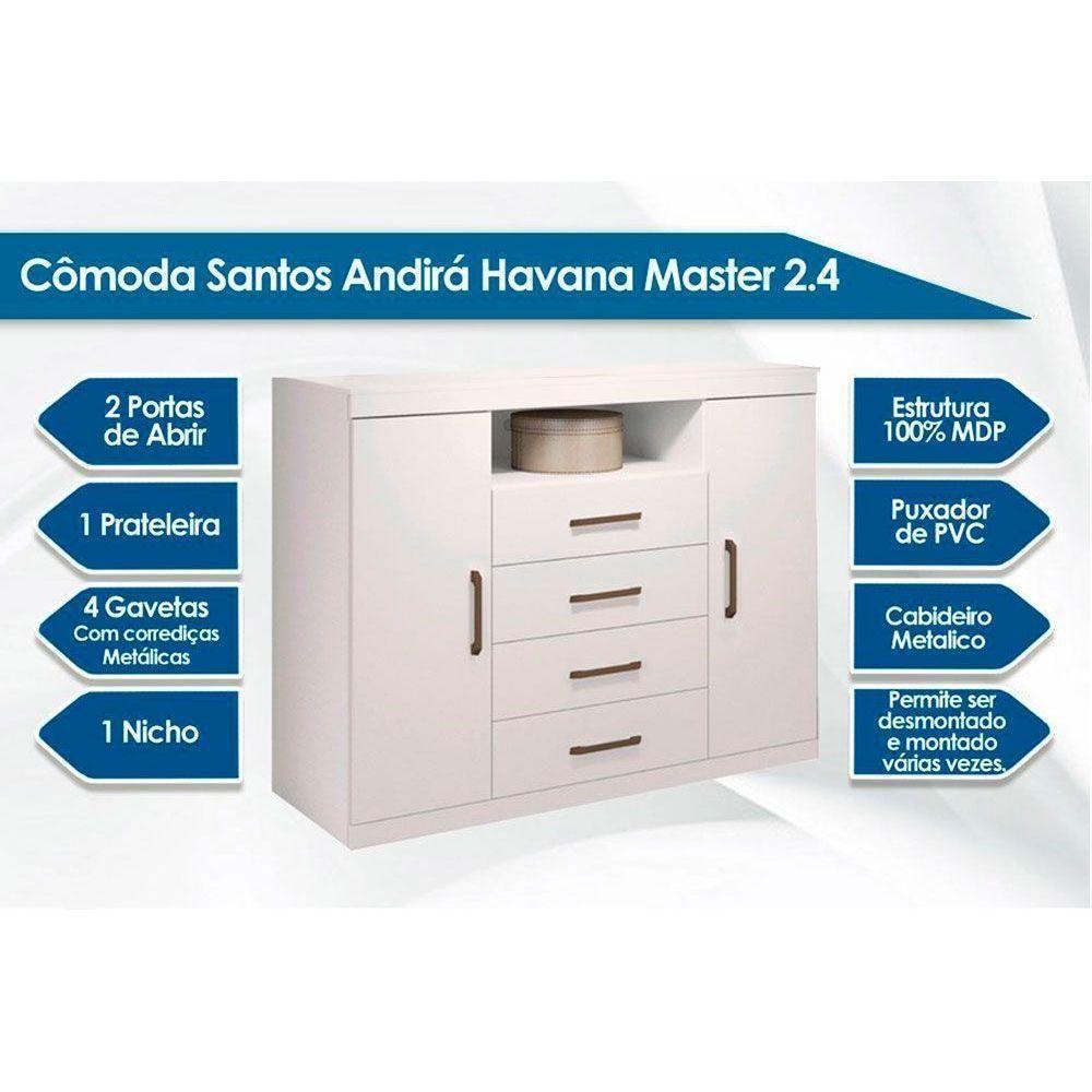 Guarda Roupa Master 8.4 + Cômoda Master 2.4 Branco Santos Andirá - 3