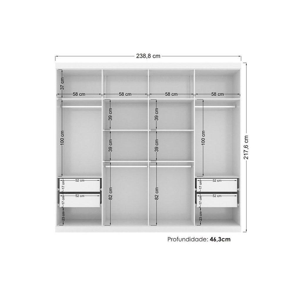 Guarda Roupa Master 8.4 + Cômoda Master 2.4 Branco Santos Andirá - 4