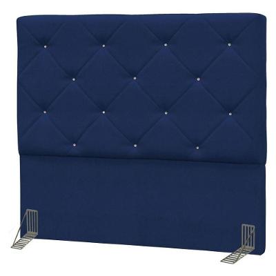 Cabeceira Casal Oásis 145cm Suede Liso Azul Marinho