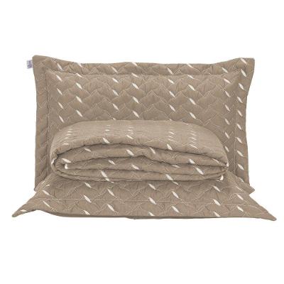 Cobre Leito Bordado 400 Fios Heitor Casal King 100% Poliéster - Avelã