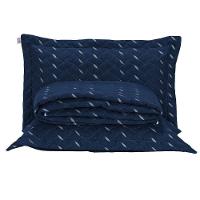 Cobre Leito Bordado 400 Fios Heitor Casal King 100% Poliéster - Azul Marinho - 1