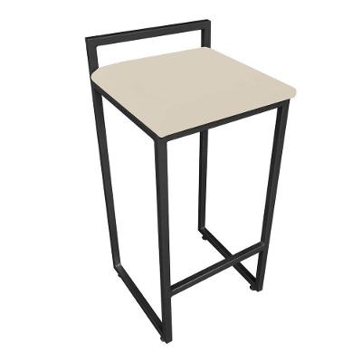 Banqueta Alta Lavínia Suede Bege Base Preto