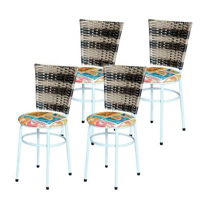 4 Cadeiras Brancas Para Mesa Hawai Cappuccino Premium Assento Floral Happy Hour