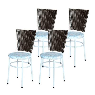 4 Cadeiras Para Mesa Branca Hawai Marrom Assento Floral Gelo