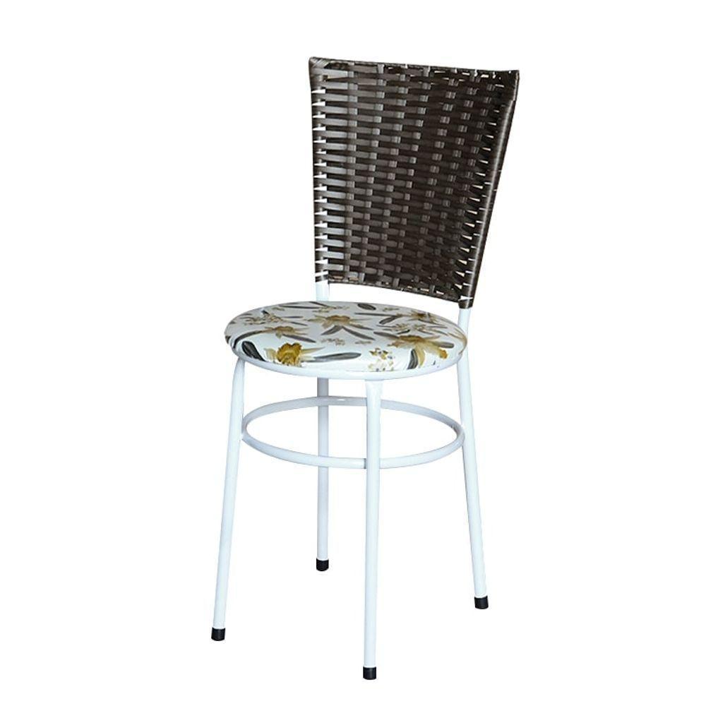 4 Cadeiras Para Mesa Branca Hawai Marrom Assento Floral Orquídea - 2