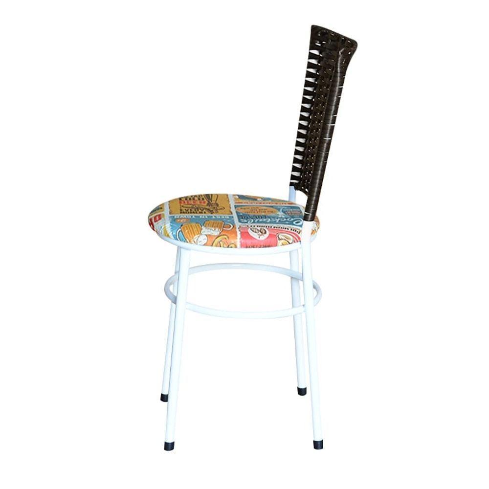 4 Cadeiras Para Mesa Branca Hawai Marrom Assento Floral Happy Hour - 3