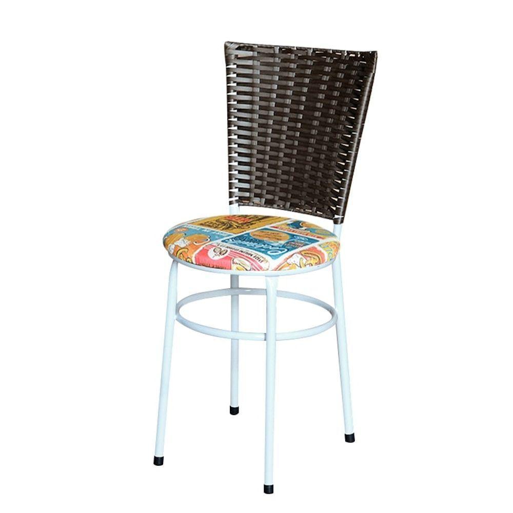 4 Cadeiras Para Mesa Branca Hawai Marrom Assento Floral Happy Hour - 6