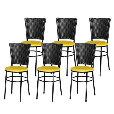 6 Cadeiras Para Mesa Preta Hawai Preto Amarelo