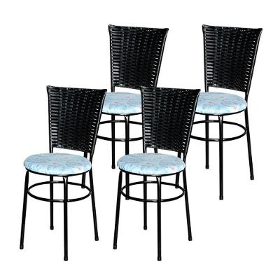 4 Cadeiras Preta Para Mesa Hawai Preta Assento Floral Gelo