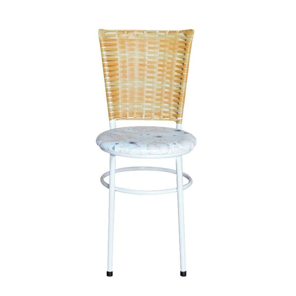 4 Cadeiras Para Mesa Branca Hawai Palha Com Assento Floral Areia - 3