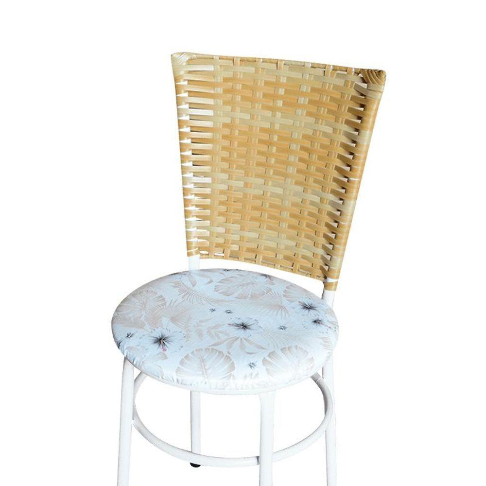 4 Cadeiras Para Mesa Branca Hawai Palha Com Assento Floral Areia - 5
